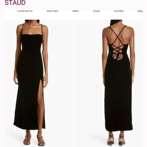 STAUD Bellamy Black Velvet Backless Dress Size M NWT